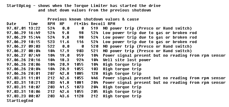 Torque Limiter M1 Startup Log